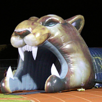 Tunnel de mascotte à tête de tigre d'entrée de sport géant extérieur personnalisé de haute qualité, Tunnel gonflable de football de tigre d'athlète