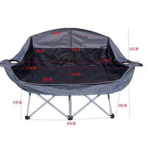 <span class=keywords><strong>Poltrona</strong></span> portatile divano a due piani per esterni pieghevole in cotone con portabicchieri da vino per vacanze di piacere e campeggio - Product Image 2