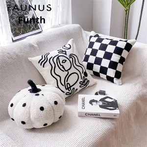 หมอนอิงปักลายสไตล์วบิซาบิ สีดำขาว มินิมอล โมเดิร์น สำหรับห้องนั่งเล่น โฮมสเตย์ ตกแต่งบ้าน - Product Image 3