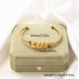<span class=keywords><strong>Bracelet</strong></span> manchette irrégulier en <span class=keywords><strong>fil</strong></span> de câble en acier titane plaqué or 18 carats, bijoux anti-ternissement pour femme, vente en gros - Product Image 3