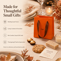 Sac cadeau en papier orange miniature personnalisé avec poignées en ruban pour les cadeaux de mariage, les cadeaux de remerciement pour les invités et les souvenirs de fête