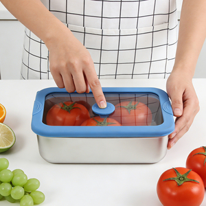 Rectangle Stackable Leak Proof With Glass Lid Bpa Free Single <b>Compartment</b> Stainless Steel Food Storage Container - Product Image 2