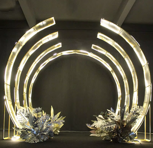 Grand cercle rond de scène de mariage extérieur réutilisable amovible arc <span class=keywords><strong>en</strong></span> fer toile de fond décoration métal arc de mariage rond - Product Image 1