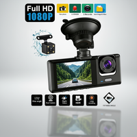 Caméra embarquée HD 1080p avec écran IPS de 2,0 pouces, 3 objectifs, enregistrement en boucle à 170 degrés et WIFI, caméra de tableau de bord noire pour voiture