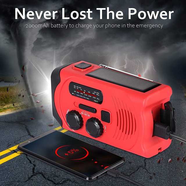 2026 Trending Radio Crank 2000mAh AM/FM Emergency Radio Solar Hand Crank