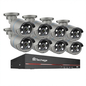 Techage 8CH 4MP POE Sistem Kamera Keamanan H.265 Deteksi Wajah Audio Dua Arah Video Keamanan <span class=keywords><strong>CCTV</strong></span> NVR Recorder Kit Luar Ruangan - Product Image 1