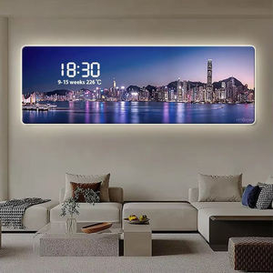 Orologio da Parete Digitale con Stampa Paesaggio Urbano Notturno, Display Elettronico, Arte Murale in Acrilico per Soggiorno e Camera da Letto - Product Image 4