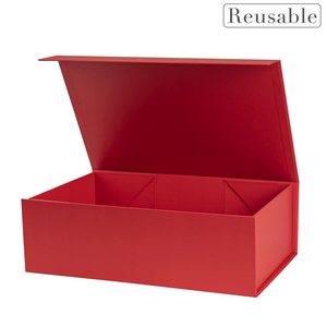 Caja <span class=keywords><strong>de</strong></span> Regalo Rígida <span class=keywords><strong>de</strong></span> Cartón Rojo <span class=keywords><strong>de</strong></span> Lujo <span class=keywords><strong>para</strong></span> Nochebuena con Patrones Festivos Blancos <span class=keywords><strong>para</strong></span> Regalos, Organizador <span class=keywords><strong>de</strong></span> Embalaje Decorativo - Product Image 3