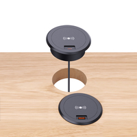 Pengisi Daya Nirkabel 12V dengan USB C Terintegrasi, Cepat, Terpasang di Furnitur Kantor, Desktop, dan Dapur
