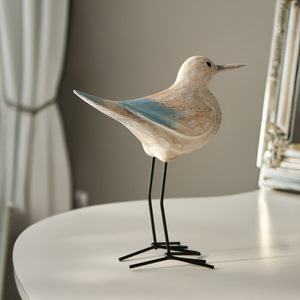 Ornement d'oiseau en bois de style méditerranéen, forme irrégulière, décoration de salon - Product Image 3