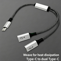 Cable Divisor en Y USB C Macho a Doble USB C Hembra, 0.3m 1m 2m, Cable Trenzado de Audio OTG para Laptop, Teléfono, Auto, Adaptador USB C