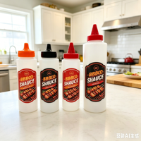 Bouteilles souples de 12 oz pour sauces, récipients à vinaigrette avec couvercle rabattable, distributeurs étanches pour miel, ketchup, sirop et sauces liquides