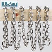 Chaînes de bateau de qualité marine pour fabricants de chaînes, avec manilles anti-déchirure de 3/8 po, chaîne à maillons soudés en acier inoxydable 316 de 5/16 po