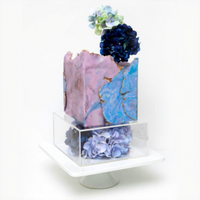 Support à gâteau transparent carré en acrylique, remplissable, à étages, pour mariage, anniversaire, banquet, décoration d'hôtel