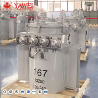 Transformateur de distribution immergé dans l'huile monophasé monté sur poteau YAWEI 10kVA-100kVA Norme ANSI Entrée 10kV/6kV Sortie 480V