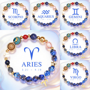 Bracelet en perles de lapis-lazuli naturel, tendance, avec pendentif signe astrologique unisexe |   Cadeau d'anniversaire pour homme de la marque Xinzhuang - Product Image 3