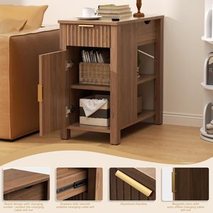 Tavolino <span class=keywords><strong>da</strong></span> Caffè Moderno con Stazione di Ricarica 24'' in Legno Ecologico con Prese Integrate per Soggiorno - Product Image 3