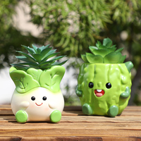 Cute Cartoon Vegetable Resin Planter Hand Painted Fruit Succulent Pot Original Resin Crafts Office Decor Custom Logo Wholesale