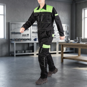 Overol de Trabajo de Algodón Negro y Verde para Hombre, Uniforme de Seguridad Unisex - Product Image 3