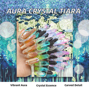 Diadema <span class=keywords><strong>DE</strong></span> CORONA <span class=keywords><strong>DE</strong></span> CRISTAL Natural al por mayor tiara tallada técnica <span class=keywords><strong>de</strong></span> grabado colorido aura Luna bruja mascota tema para la joyería del pelo - Product Image 3