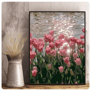 Pittura a olio digitale DIY tulipano fiori 30*40 pittura a caldo con numeri - Product Image 1