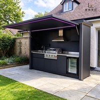 Module de cuisine extérieure de luxe en gros avec plan de travail en granit, barbecue, évier, bar et sièges, résistant aux intempéries, en acier inoxydable E0 CE CARB P2