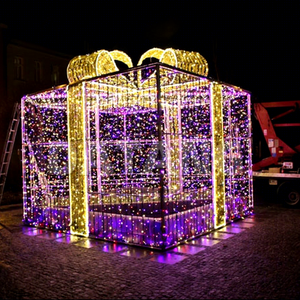 Illuminated Christmas <b>Gift</b> <b>Box</b> Decoration for Outdoor Street Landscape Projects Commercial Shopping Areas and Holiday Events - Product Image 1