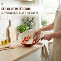 Ensemble de poêle à frire et de couvercle E-TOP en pierre rouge, compatible induction, fonte, revêtement antiadhésif en granit, ensemble de poêles à frire profondes, ustensiles de cuisine