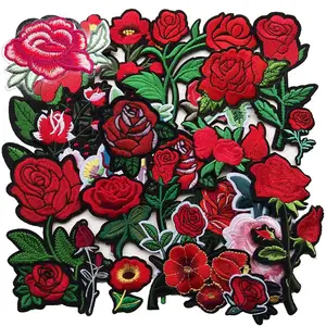 DIY ferro em transferência de calor bordado flor designer apliques pequenas rosas remendo para mochilas