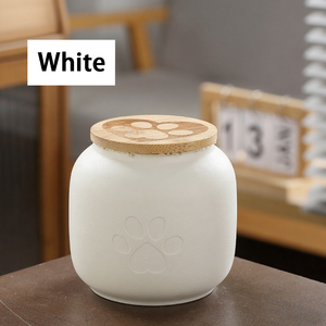 Оптовая продажа, Современная мраморная керамическая урна для домашних животных, шкатулка с бамбуковой крышкой, логотип, лазерная гравировка, погребальный пепел, мемориал для собак - Product Image 1