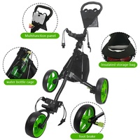 COMMENT VRAI Chariot de golf pliable et léger de haute qualité Chariot de golf à 3 roues en aluminium avec porte-gobelet de frein à pied