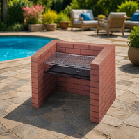 Brasero moderne en métal en forme de U avec grille de cuisson 67x36,5 cm, barbecue au charbon de bois pour l'extérieur, idéal pour mobilier de jardin, terrasse et patio