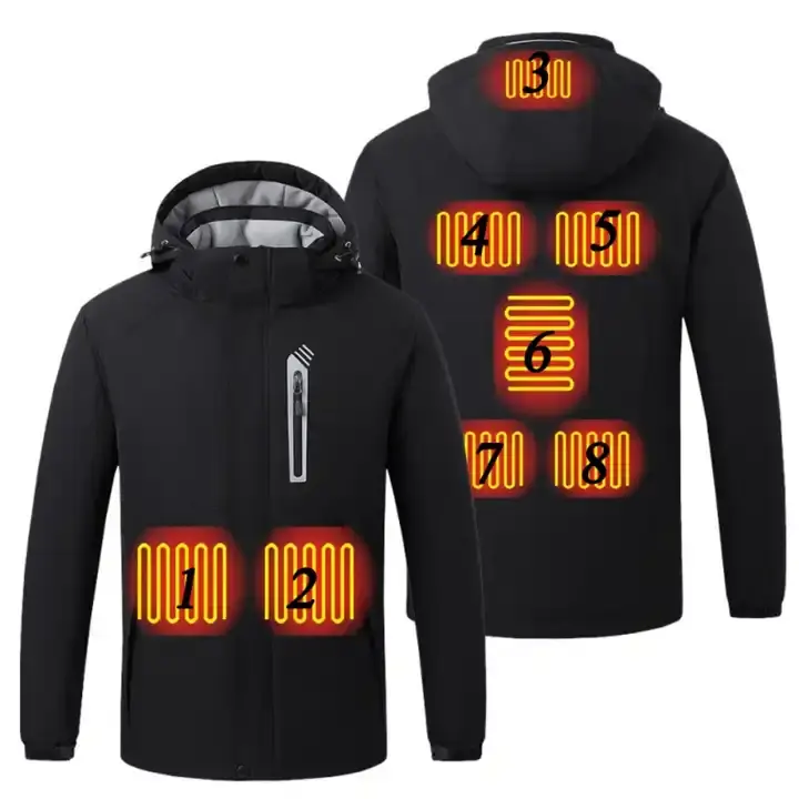 Outdoor impermeável caminhadas jaqueta homens moda esporte aquecido inverno jaqueta com capuz quente 8 zona auto aquecimento jaqueta