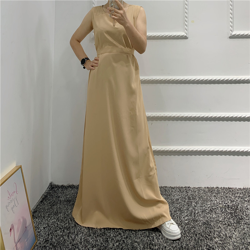 New Fashion Wholesale Islamic Clothing Abaya Muslim Sleeveless Under Islamic Dress with Solid Colors