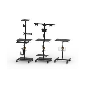 Adjustable Steel Metal TV Cart Mobile Computer Cart with Adjustable Desktop - Product Image 2