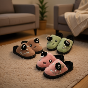 Pantuflas para el Hogar 20052, Cálidas para Invierno, Parte Superior de Piel Sintética, Suela de Goma, Diseño de Dibujos Animados, Decoración con Pompones para Mayor Comodidad - Product Image 2