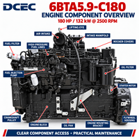 Prix d'usine SCDC DCEC Série de moteurs diesel Cum 6B 6BT 6BTA5.9 6BTAA5.9 6BTA5.9-C180 pour chargeuses de machines de construction