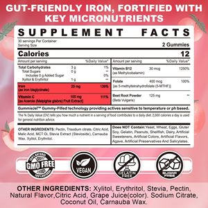 Gomitas de <span class=keywords><strong>hierro</strong></span> sin azúcar 25mg <span class=keywords><strong>Suplemento</strong></span> de <span class=keywords><strong>hierro</strong></span> para mujeres y hombres - Product Image 2