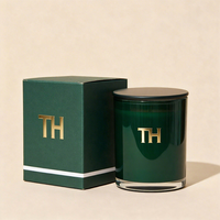 Pots à bougie en verre personnalisés de 10oz 12oz Bougeoirs en verre vert vides de luxe Pots à bougie en verre avec couvercles et boîtes