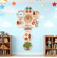 Panel de Actividades Sensoriales Montessori Hexagonal de Madera, Juguete Educativo para Preescolar, Montado en la Pared, Venta al Por Mayor