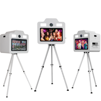 Tripod Photo Booth Tanpa Alat, Pemasangan Cepat, Struktur Aluminium Tebal Satu Bagian, Kotak Photo Booth Layar Sentuh untuk Sewa Acara