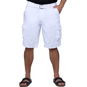 <b>Patch</b> House <b>Men's</b> White Cargo <b>Shorts</b> Mid Waist Button Fly Oxford Cotton Bermuda Length Casual Style with Pockets - Product Image 2