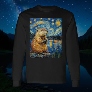 T-shirt à manches longues avec motif de nuit étoilée de style Beaver Van Gogh - Product Image 3