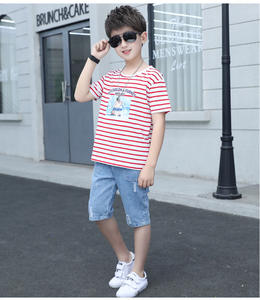 Venta al por Mayor de Conjuntos de Ropa para Niños, Estilo Nuevo, Camiseta a Rayas y Pantalones para Niños - Product Image 3