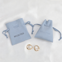 Sac à cordon en microfibre de haute qualité, couleur crème ivoire, 7*8 cm, petit format, avec logo personnalisé, pour cadeaux de mariage, emballage de boucles d'oreilles, colliers et bagues