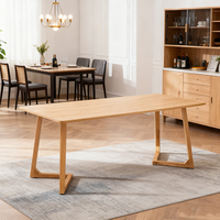 Ensemble table et chaises de salle à manger rectangulaire en bois massif, style moderne et contemporain, écologique, durable, imperméable, 6 places, mobilier de maison