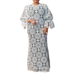 Nuovo Abito Lungo da Donna <span class=keywords><strong>Taglie</strong></span> <span class=keywords><strong>Forti</strong></span> con Maniche a Petalo in Pizzo, Elegante per il Lavoro - Product Image 1