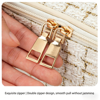 Grande trousse de toilette en tweed grande capacité, organiseur de maquillage de voyage, étui de rangement à fermeture éclair, pochette de beauté portable et tendance pour femmes
