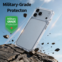 Coque transparente pour iPhone 17 Pro Max antichoc avec coussinets d'air aux coins, anti-jaunissement, fine, en acrylique transparent rigide et TPU