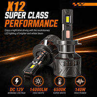 Ampoule de phare LED de voiture X12 à huit tubes en cuivre 140W 14000LM H7, faisceau haut et bas, H4 Canbus H1 H11 9005 9006 9012, phare LED de voiture